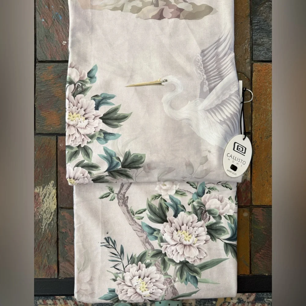 Callisto Velvet Floral Crane Drapers Back Top Grey 2 Window Curtain Panels 38x96